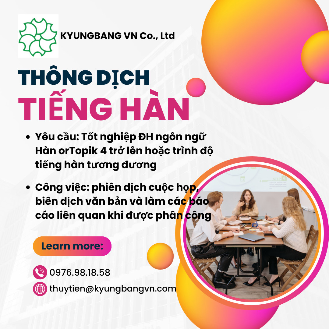 CÔNG TY TNHH KYUNGBANG VIỆT NAM TUYỂN DỤNG